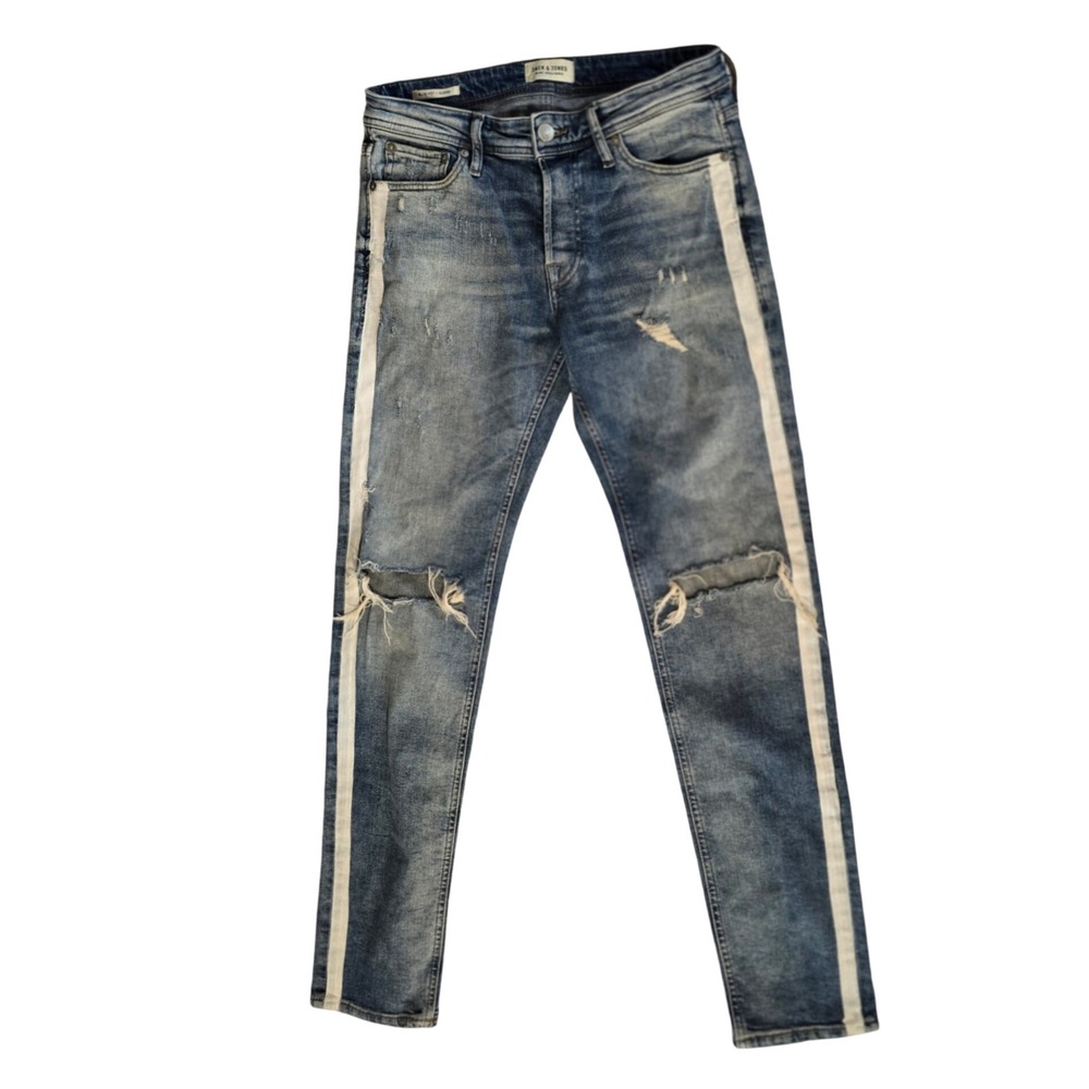 Jack & Jones Glenn Jjoriginal Jos 102 Slim Fit Distressed Jeans Blue 31x32
